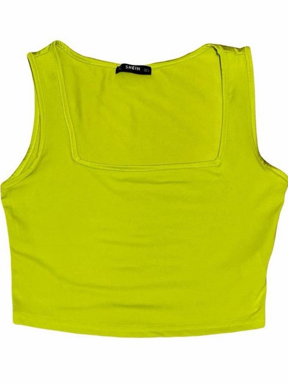 SHEIN Neon Lime Square Neck Crop Tank